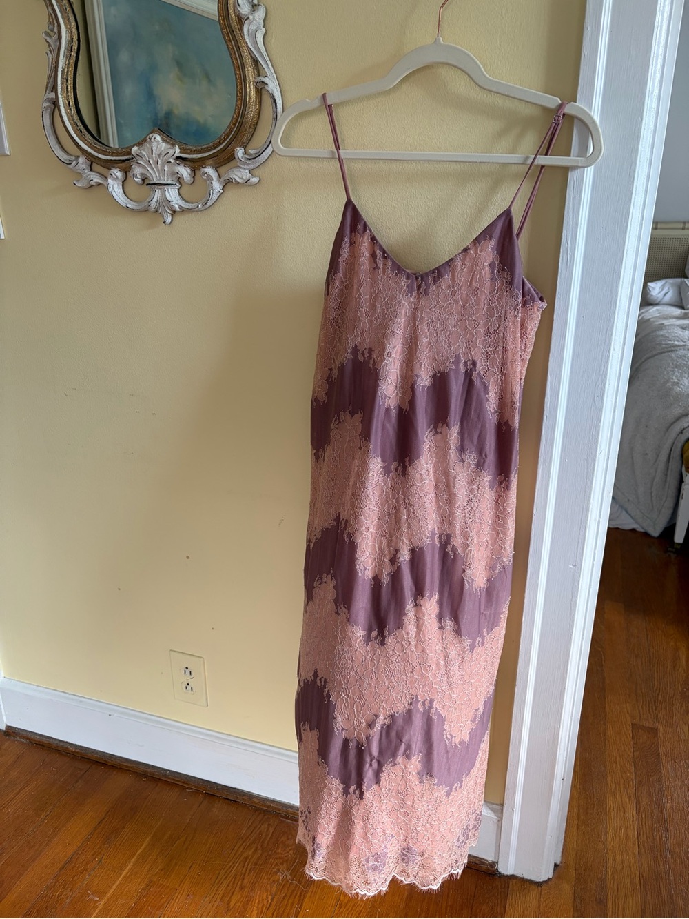 Zara Pink and Mauve Lace Slip Dress